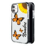 Funda Para iPhone Personalizada Tu Nombre Mariposas Monarca