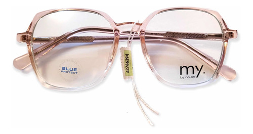 Anteojo Blue Block My10 Noon Retro Transparente Rosa Moda