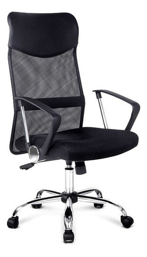 Silla De Escritorio Oficina Daza Wn8009blk Ejecutiva Negra Tapizado De Cuero Sintetico Y Respaldo Alto Tela Mesh  