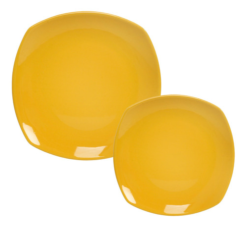 Set X 8 Vajilla Plato Playo Postre Ceramica Color