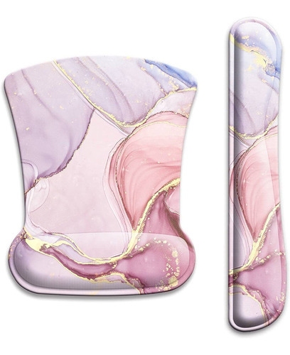 Mouse Pad Reposa Munecas De Gel Antideslizante Marmol Rosa