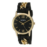 Reloj Xoxo Xo8101 Para Mujer, Cuarzo, Metal Y Caucho, Negro