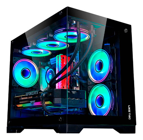 Gabinete Liketec Gamer Mad Rock Black Aquario Preto M-atx Fr