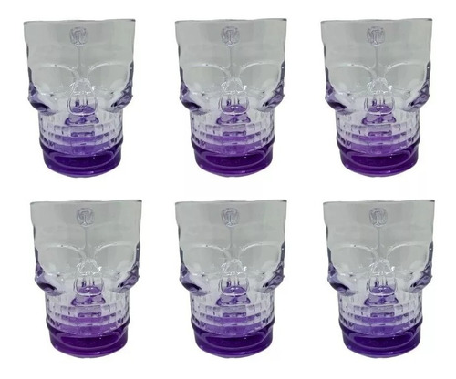 Set 2 Tarros Calavera Cerveceros Cristal Cerveza Morado