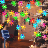 Luces Solares De Navidad, Luces De Copo De Nieve Multicolor