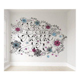 Papel De Parede Adesivo Frase Floral Autocolante Vr181 6m²