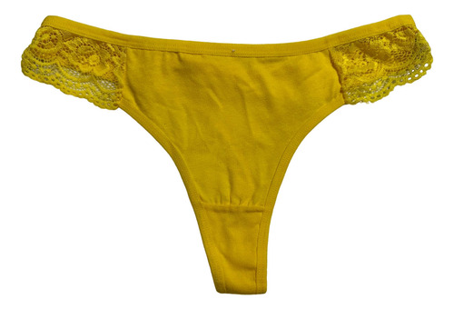 Colales Amarillo Dama Tanga Encaje Lenceria Femenina Mujer