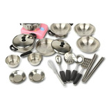 Set Ollas Y Sartenes Acero Inoxidable Para Cocina De Juguete