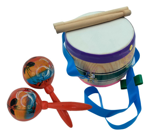 Set Percusión Estimulación Musical Infantil Tambor Y Marcas