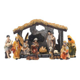 Set Nacimiento Con Figuras Resina Para Decoración Navideña, 