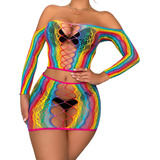 Conjunto Saida De Praia Arrastão Multicolorido Arco Iris