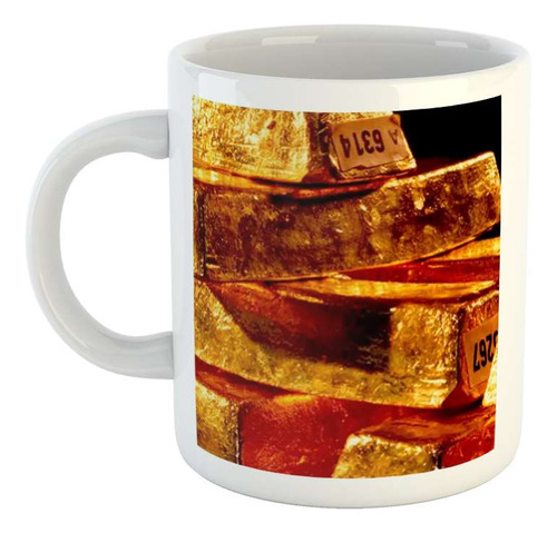 Taza Ceramica Oro Lingotes Valores Gold Economia Money M1