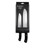 Set 2 Cuchillos 7  Y 5  Santoku Texas Black Bull