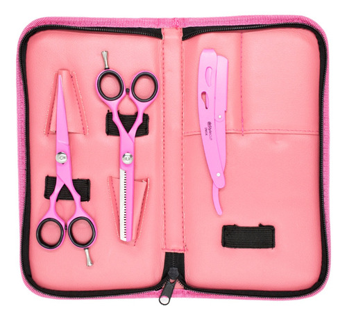 Style.cut Set Rosa Tijera Corte + Pulir + Navajin Estuche 6c