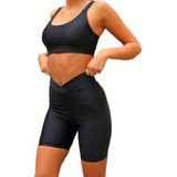 Conjunto Deportivo Fit Calza Ciclista Biker + Top Fitness 