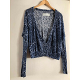 Saco Escote V Zara Animal Print Azul Portugal Talle M