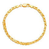 Pulso Pulsera Bizantina Oro 10 Kilates 2mm 18cm Italiano