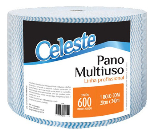 Pano Para Limpeza Celeste Bobina 600 Panos 20x40 Limpeza Pano Multiuso Perflex Pano Magico Pano Descartavel Limpesa Pano Multiuso Bobina Pano Azul