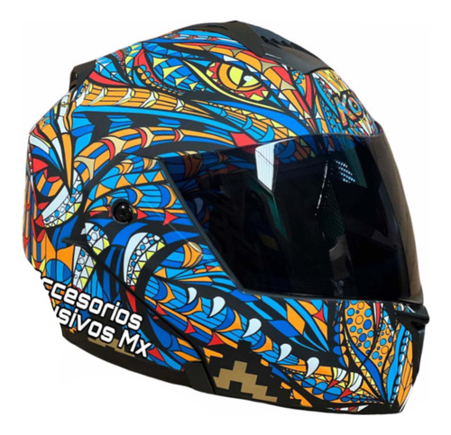 Casco Azul Moto Negro Kov Abatible Certificado Dot