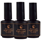 Kit 3 Top Coat Pretinho Poder Fengshangmei Selante Unha Gel