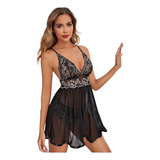 Lencería Encaje Babydoll Ropa De Dormir Cuello En V 