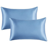 Juego De Fundas Para Almohada Satin Color Azul Cielo, 2pza