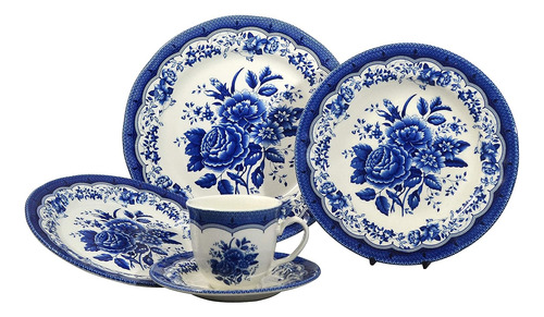 Set Vajilla Porcelana Azul Victoria 30 Pz Tudor Royal Collec