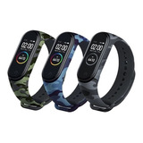 Pulseira Camuflada Para Mi Band 3 E 4 Kit Com 3 + Pelicula