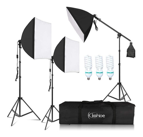 Kit De Iluminación Softbox De 3 Piezas Con Soportes De