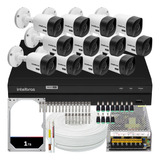 Kit Cftv Intelbras 12 Câmeras Vhc 1120 Dvr 16ch Mhdx 1216 1t