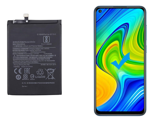 Bateria Compatible Con Xiaomi Redmi Note 9  Bn54 De  5000mah