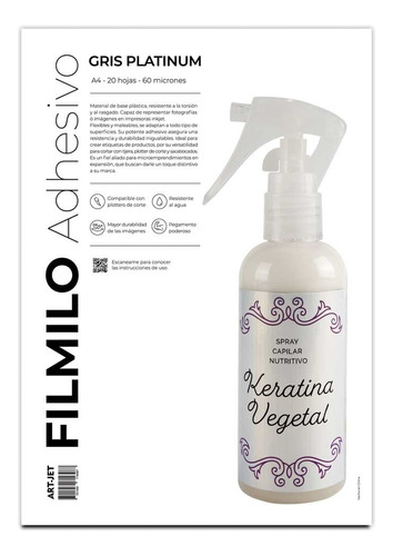 Filmilo Art-jet Adhesivo Gris Platinum A4 20 Hojas