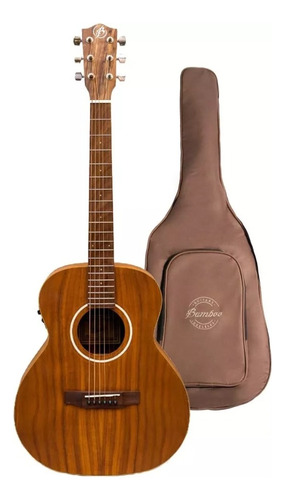 Guitarra Electroacustica 38 Koa Bamboo Afinador Funda Plum