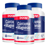 Kit 3 Potes Cúrcuma Magnésio Suplemento Alimentar 180 Cáps 