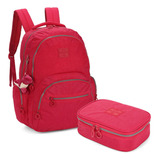 Mochila Escolar Up4you Notebook Com 6 Bolsos + Estojo Box 