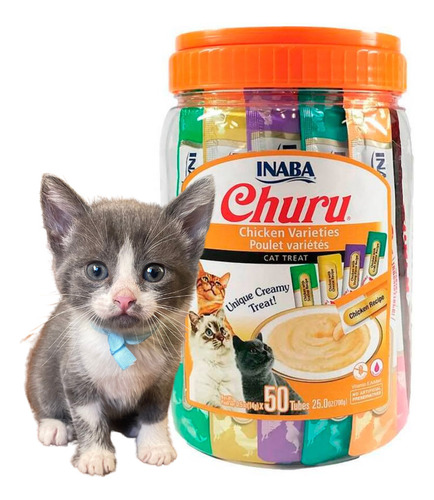 Churu Pollo Variedades Para Gatos - Tarro 50 Tubitos