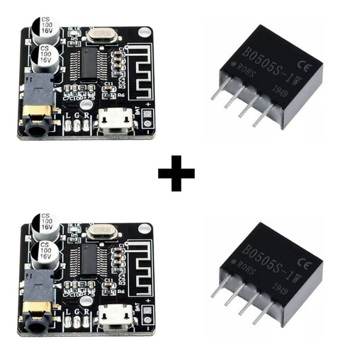 2x Mini Placa Receptor Bluetooth 5.0 + 2x Isolador B0505 5v