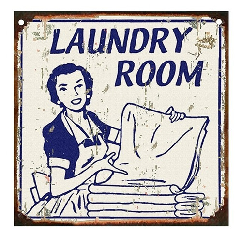 Cartel De Chapa Vintage Laundry Romm Lavadero