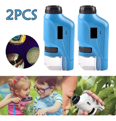 Microscopio Led Portátil De 2 Piezas Para Niños, Plantas