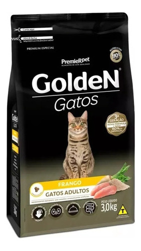 Ração Golden Para Gatos Adultos Sabor Frango 3kg