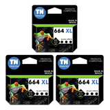 Kit Compatível Hp 664xl Preto Deskjet 3636 = 3 Unidades