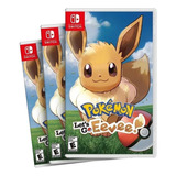 Combo Com 3 Pokemon Lets Go Eevee Switch Midia Fisica