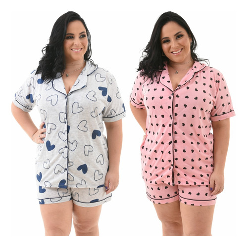 Kit 2 Pijama Feminino Baby Doll Americano Plus Size Oferta