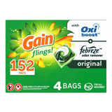 Detergente Liquido Gain Flings Febreze Y Oxiboost 152 Pacs