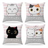 Kit 4 Almofadas Cheia Decoração Infantil Gatinhos Cama Berço