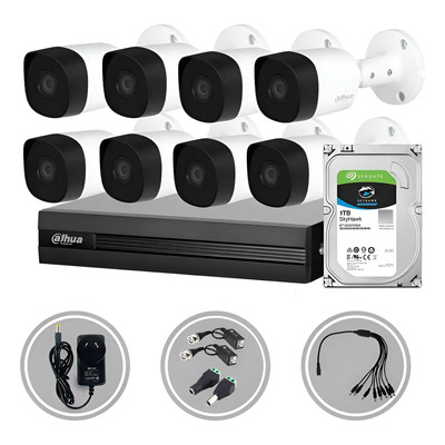 Kit Seguridad Dahua Cctv Dvr 8ch + 8 Camara 2mp 1080p + 1tb | Envío gratis