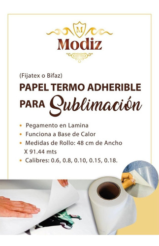 Papel Termoadherible Fijatex Bifaz Para Parches Cal 8(10m) 