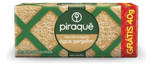 Biscoito Água E Gergelim Piraquê Pack 4un 215g