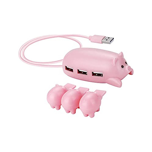 Hub Usb Lindo Color Rosa Madre Concentrador Usb Cerdo 3...