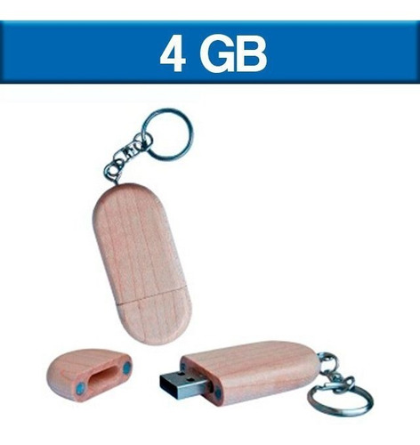 Usb Memoria 4gb Llavero Madera Logo Publicidad Ut Usb050